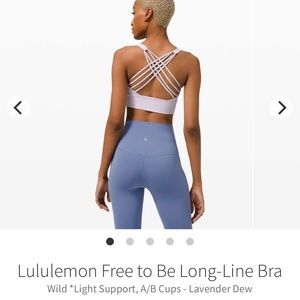 Free to be Wild Lululemon Sports Bra in Lavender Dew - Size 10